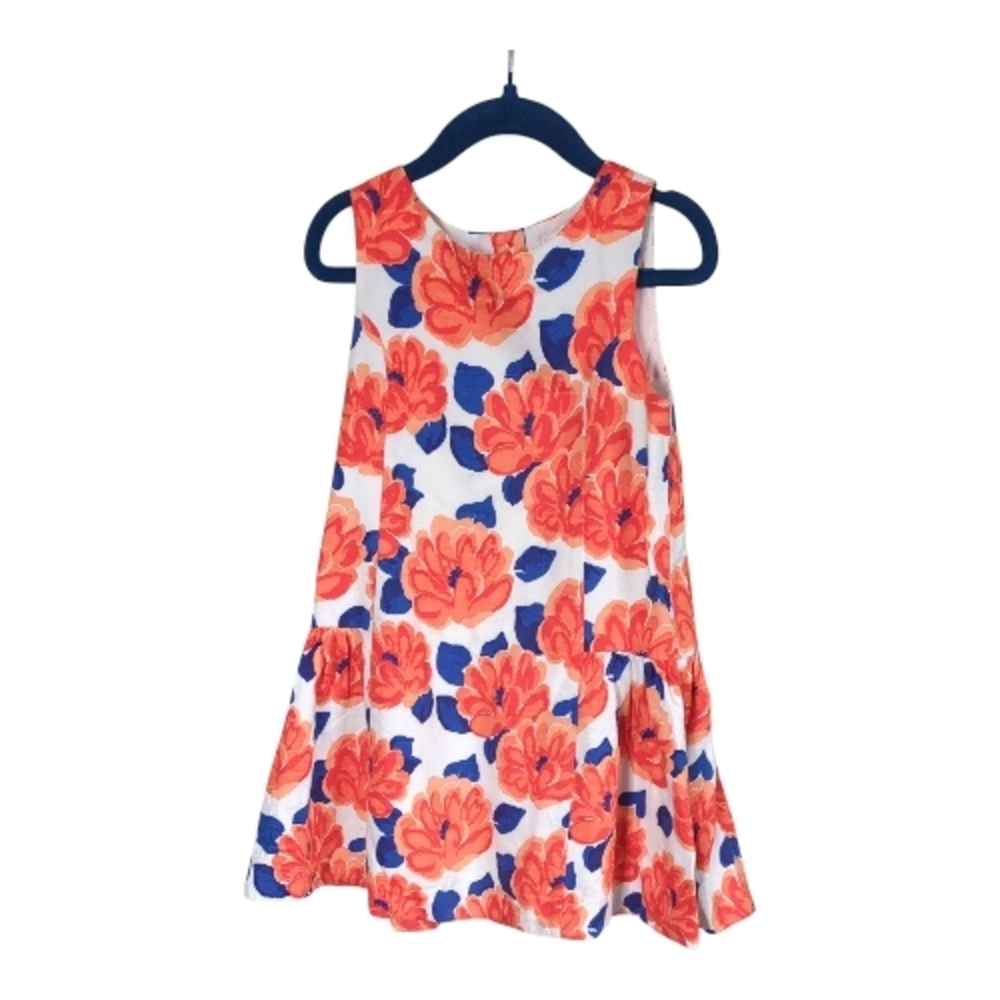 Janie and Jack Floral Dress Sleeveless Coral Blossoms, Button/Bow Back Size 4